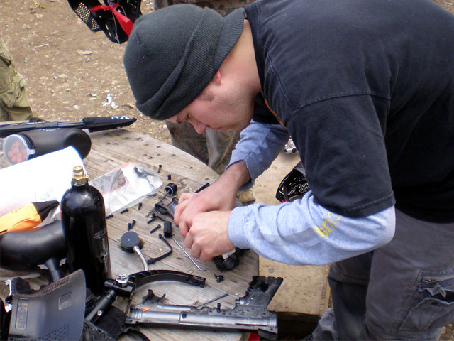 Zach taking apart his gun