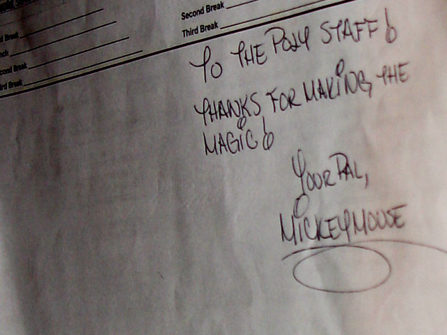 This note from Mickey was confidential