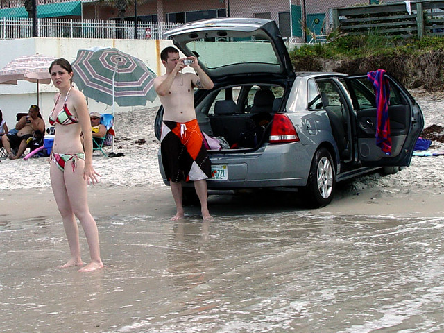 Water coming up to our car - it actually got higher