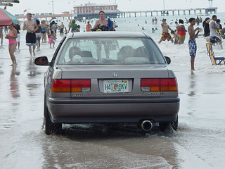 Driving down Daytona Beach