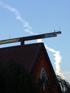 Trail from the shuttle that launched