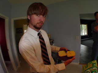 Chad Kraus - Cedric representin the krausburger with the mustard K