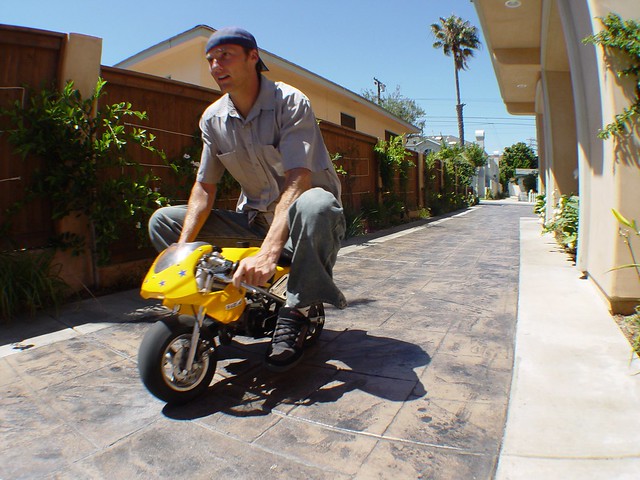 Bryndon on his pocket bike