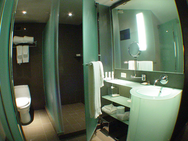 Our bathroom - with an LCD TV in the mirror