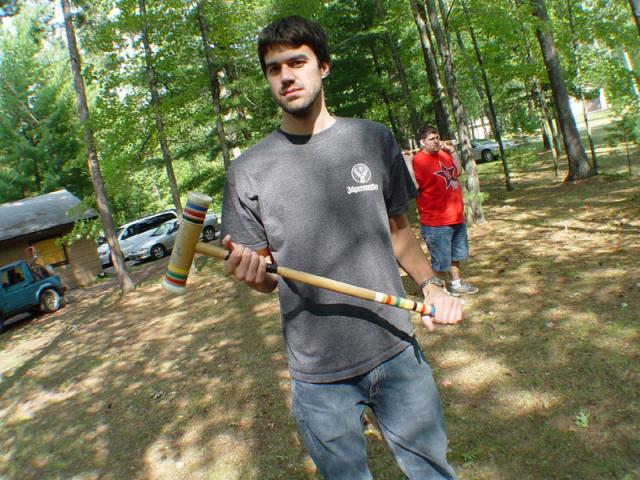 Josh and Kevi playing croquet