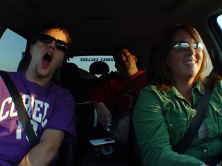 Kevi, Kari, and I driving to Josh's