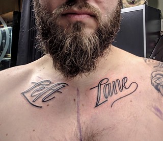 Tattoo - Cause I like to go fast. Lettering by Anna Frederick. Tattoo by Joshua Bowers. Poor photo by me.