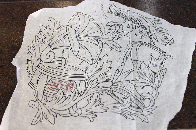 Phonograph and Hourglass drawing