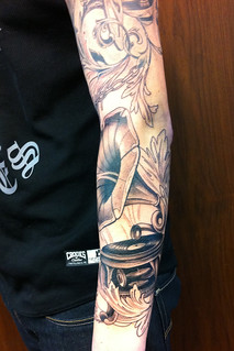 Tattoo - Phonograph and filigree after first session