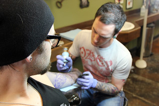 Tattoo - Getting tattooed by Joshua Bowers at Iron Heart Tattoo