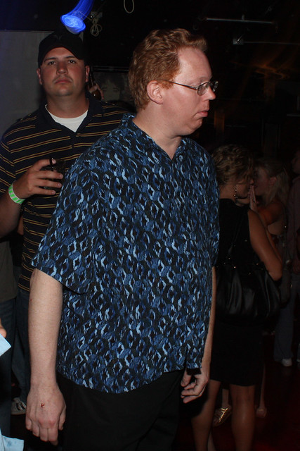 This dude loved the cleavage in front of the DJ booth.