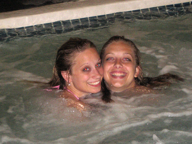 In the hot tub