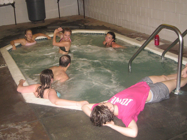 In the hot tub