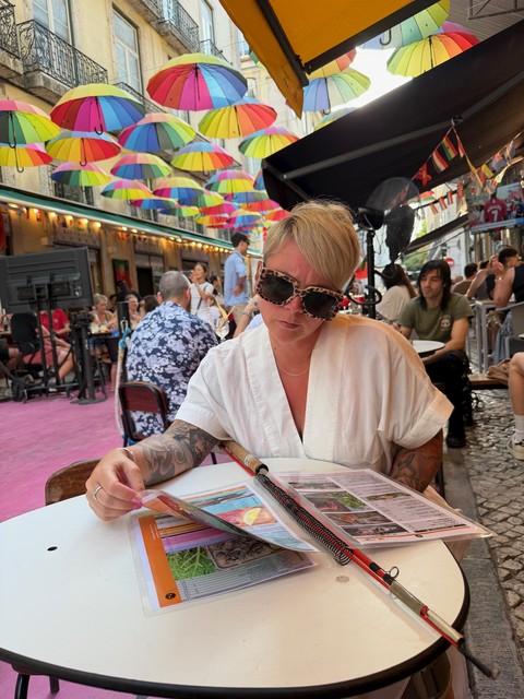 Checking out the menu at Sol e Pesca