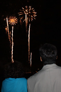 Steph and Manuel watching fireworks