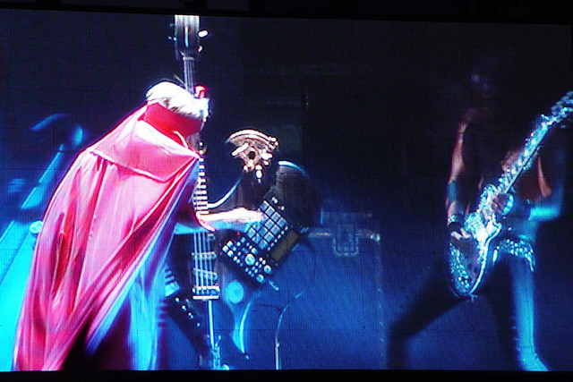 Lady Gaga playing some crazy instrument at Lollapalooza