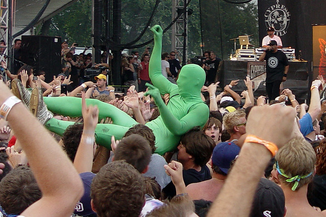 Green Man crowd surfing at Cypress Hill