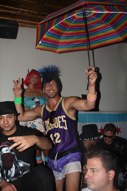 Some weird basketball umbrella dude