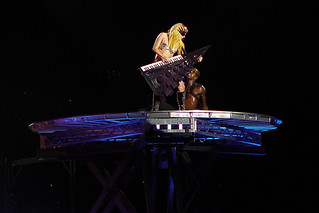 Lollapalooza - Lady Gaga playing a crazy keyboard at Lollapalooza