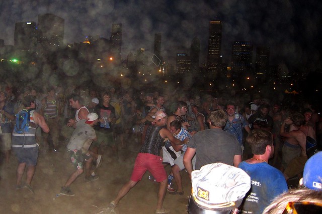 Metallica moshers creating a dust storm