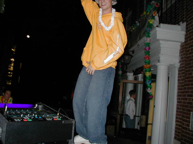 Wingert dancing on the DJ table