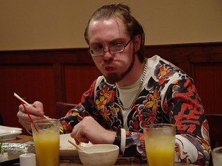 Drinks - Fej in his Yakuza shirt