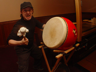 playing the drum.