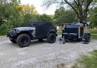 Camper - Chance of rain. Tucked in the Jeep for night