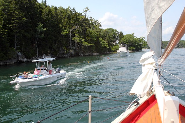 Navigatin a pretty big boat through a pretty small finger in the bay
