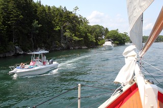 Navigatin a pretty big boat through a pretty small finger in the bay