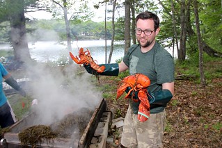 Pullin lobsters off the grill
