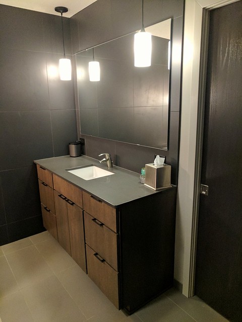The main vanity and entry to the master closet