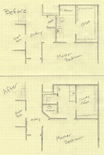 The changes we made to the floor plan to get a larger master bathroom
