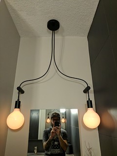 Just finished up this custom light for Kari's sit-down vanity (bulbs are temporary)
