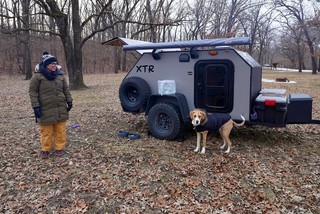 Camper - Durby is wondering why we are hanging out in the cold