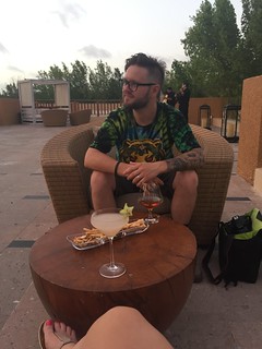 Having a rooftop cocktail before dinner