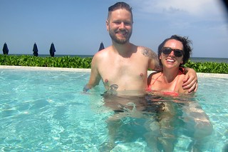 At the beachside pool