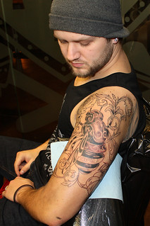 Tattoo - Mechanical Bee Tattoo - coming together