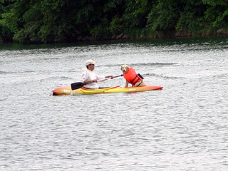 Kayaking - Brandy got tired from swimming so much