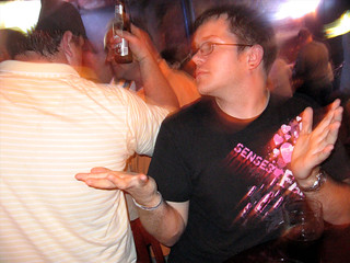 He was totally blocking the whole aisle with his chair, haha