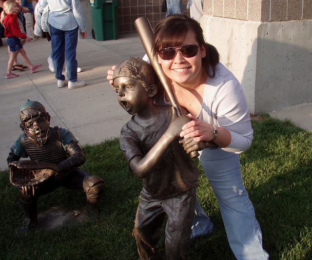 Tia is about as tall as that statue