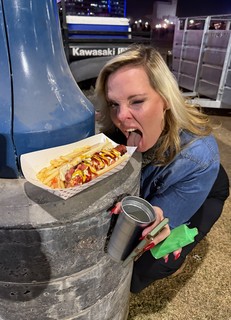 Found this fully doctored up hot dog with a single bite taken out of it. Allie wanted a taste.