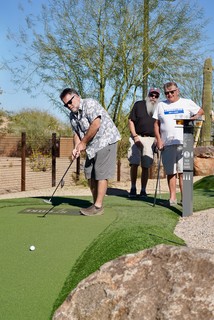 Golf - Jerry teeing off at Pop Stroke