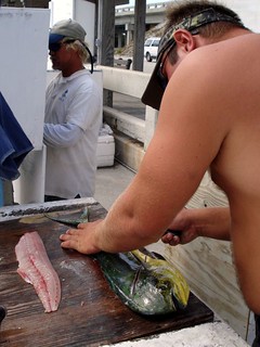 Adam filleting the Mahi Mahi