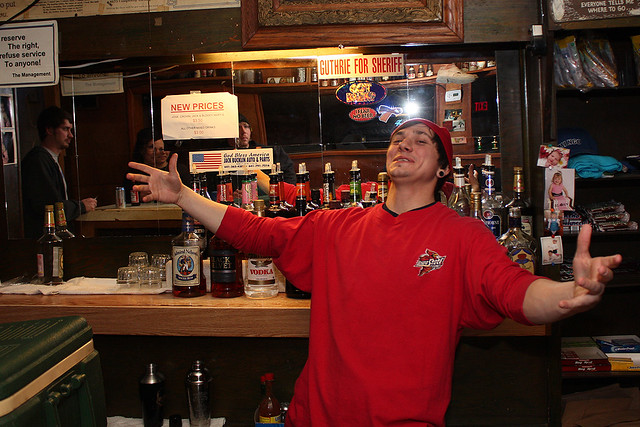 Germ bartending at Ozzy's