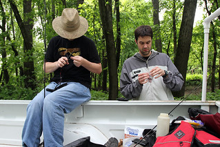 Getting their fishing gear ready