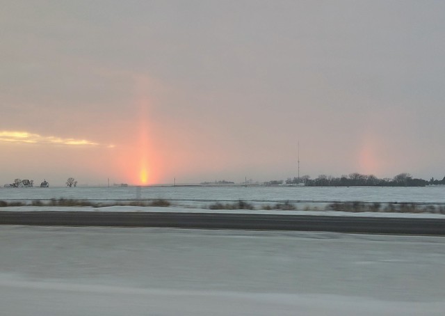 Sun pillar on the way up to Minnesota