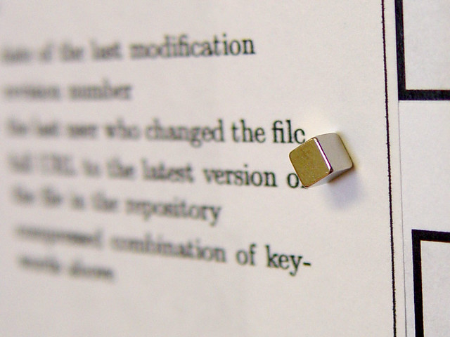 Closeup of a 1/8" Cube Magnet