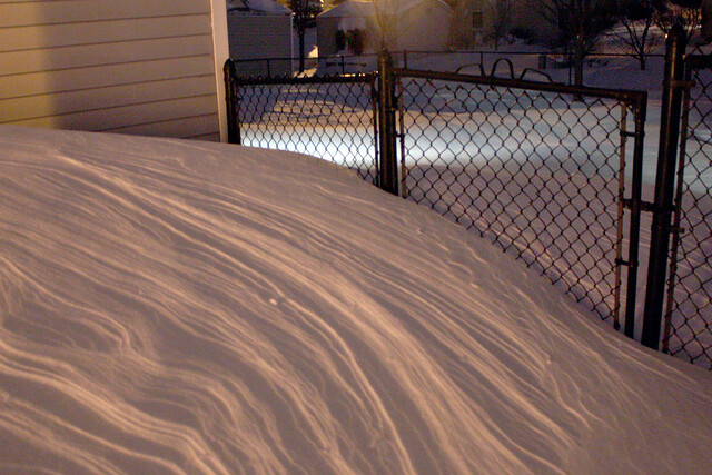 Snow drift to the back yard