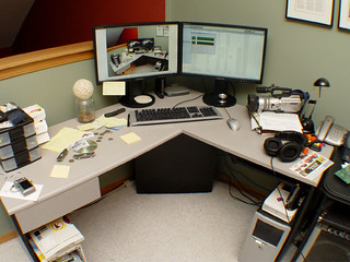 Camera - dual 22" widescreen monitors, yeeeeeeah.